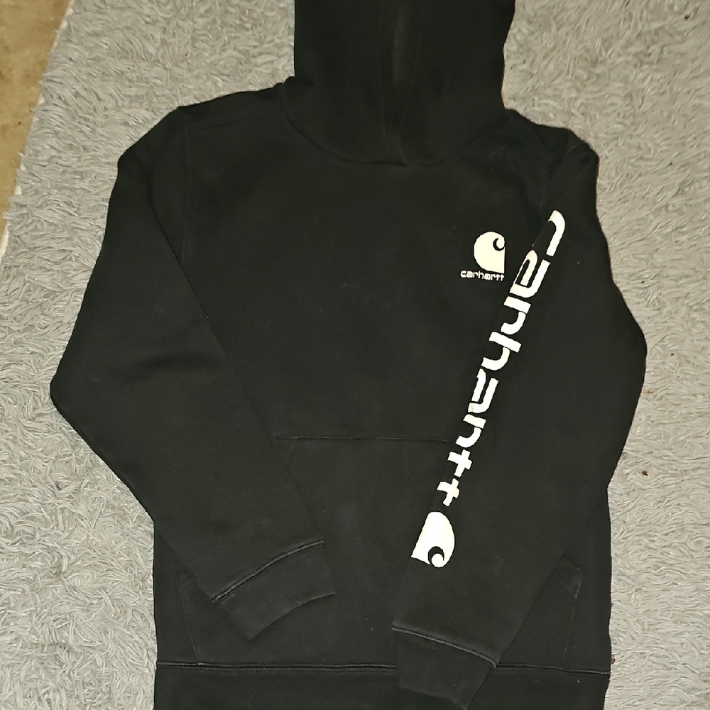 Carhartt Boys Dark Navy Hoodie with White Logo